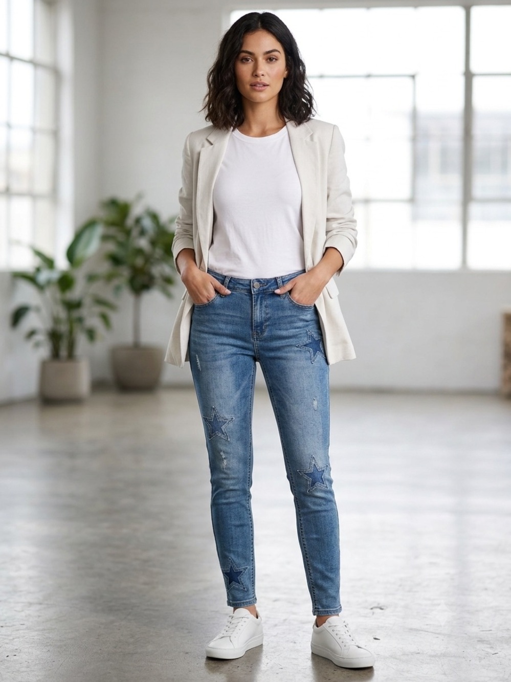 Skinny Fries brand jeans feature a light wash denim 
Slim Jeans